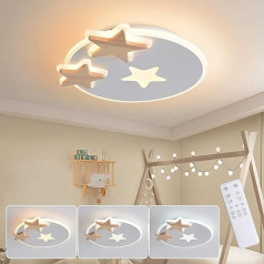 34 cm LED lubų šviestuvas Miegamasis Medinis vaikų kambario šviestuvas Lubų žvaigždė Vaikiškas šviestuvas Stebimas lubų šviestuvas vaikams Šviestuvas su nuotolinio valdymo pulteliu