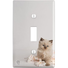 GRAFIKA IR DAUGIAU Miradoll Lichtschalter-Abdeckung mit Ragdoll-Katzen-Blumen, Kunststoff, Wanddekoration, Kippschalter