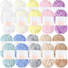 Woanger 20 verpalų Minkšti šeniliniai siūlai Velvet Blanket siūlai nėrimui rankomis Mezgimas Audimas Amatai 10 spalvų Kiekviena 90m (ryški spalva)