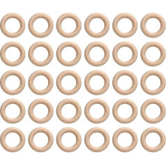 30PCS nebaigti mediniai žiedai, buko medienos žiedai, lygūs mediniai žiedai, skirti papuošalų gamybai, amatų gamybai (5,5 cm)