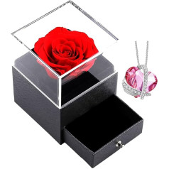 Ewige Rose mit Halskette, konservierte Rose, Geschenk für Damen, Schmuck, Geschenk für Damen, Geburtstag, Weihnachten, Valentinstag