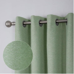 always4u 100 % nepermatomos užuolaidos su piešiniu Faux Wool Blackout užuolaidos Šilumą izoliuojančios Eyelet užuolaidos miegamajame Svetainėje W 137 x H 160 cm, tekstūruotos elegantiškos, žalios spalvos, 2 vnt.