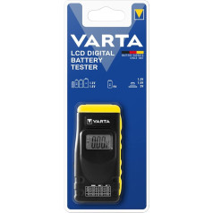 VARTA LCD skaitmeninis baterijų, akumuliatorių ir mygtukinių elementų testeris VARTA visų pagrindinių dydžių baterijų (AA, AAA, C, D, 9V) testeris