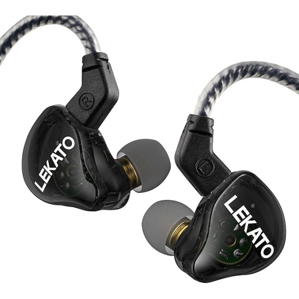 LEKATO H5 In-Ear Monitor ausinės Hibridinės HiFi IEM ausinės muzikantams Nuimamas 2 kontaktų kabelis 1BA + 1DD laidinės žaidimų ausinės Profesionalios gilių bosų garso izoliacija (be mikrofono)