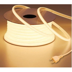 BENLUN AC 220 V COB LED juosta lauke 20 m, šiltai balta 3000 K LED juosta lauke, atspari vandeniui IP65, lanksti pjaunama LED juosta 200 W 230 V tiesioginis prijungimas, skirta kambarių ir lauko apdailai
