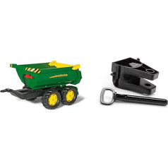 Rolly Toys rollyHalfpipe John Deere (3-10 metų amžiaus, apvalus savivartis su įdubimu, pakreipiamos galinės durys, dviejų ašių priekaba) 122165, XXXXX-Didelis ir priekabos adapteris, suderinamas su Peg Perego traktoriais