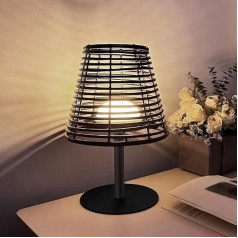 LED stalinė lempa Belaidis rotango naktinis šviestuvas Dimmable 2700 K Warm White IP44 Vandeniui atsparus baterijų stalinis šviestuvas miegamajam, sodui, valgomajam stalui, balkonui, viešbučiui