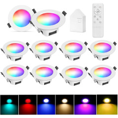 Išmanieji 5 W LED įleidžiami prožektoriai 230 V 350 lm RGBCW Dimmable Ceiling Spotlight LED prožektoriai su nuotolinio valdymo pulteliu ir išmaniuoju tilteliu, suderinami su 