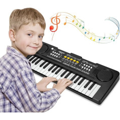 Vaikų pianino klaviatūra, 37 klavišų elektroninis pianinas vaikams, nešiojamas daugiafunkcinis muzikos instrumentas, gimtadienio mokymosi žaislas 3 4 5 6 7 metų berniukams mergaitėms pradedantiesiems (juodas)