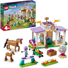 LEGO 41746 Friends jojimo mokyklos rinkinys su 2 žaisliniais žirgais, mini lėlėmis Alija ir Mia, jojimo arklidės ir žirgų žaislas, gyvūnų priežiūros dovana vaikams, mergaitėms ir berniukams nuo 4 metų