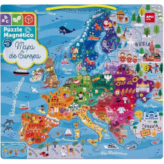 Apli Europe APLI Kids 19246 Magnetinė Europos žemėlapio dėlionė - 45 magnetai Europos geografijos mokymuisi - vaikams nuo 5 metų, Europa