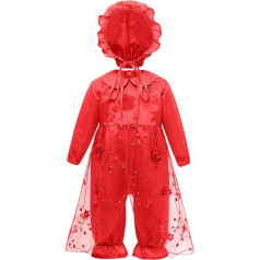 iEFiEL Satino krikšto kostiumas su raukiniais skrybėlę kūdikių mergaičių krikšto Jumpsuit siuvinėjimo kūno balta krikšto suknelė gimtadienio dovana