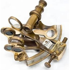 FYNJREX Solid Brass Sextant Antique Reproduction Marine Ship Celebrity Instrument Brown Sailor Navigation Instrument