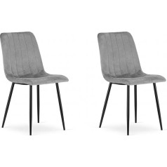 Nmk Home 2 valgomojo kambario kėdės, 2 vnt. - Velvetinės valgomojo kambario kėdės - minkštos kėdės su vertikaliomis siūlėmis ir metalinėmis kojomis - elegantiškas dizainas šiuolaikiniam dekorui