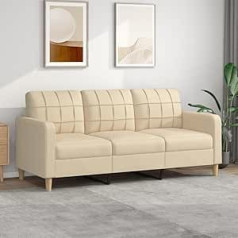 Brokky 3-vietė sofa Kreminė 180 cm audinio sėdynių komplektas Gyvenamasis kambarys Dėžutės spyruoklinė sofa su atpalaiduojančia funkcija