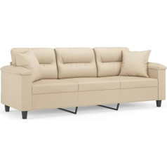 Hetftjn Lauko sofa Sofos ir kušetės Sofos Sofų komplektai - 3 vietų sofa su pagalvėlėmis kreminė 180 cm mikropluošto audinys miegamajam, poilsio kambariui, jaunimo kambariui, svetainei