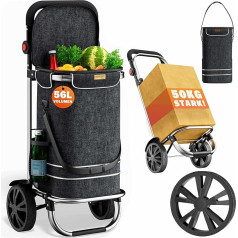 MONZANA® 3-in-1 apsipirkimo vežimėlis 56L iki 50 kg sulankstomas nuimamas krepšys Rankinis vežimėlis Apsipirkimo pagalba Motoroleris Juodas