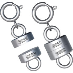 2 vnt. 925 prabos sidabro magnetinė juvelyrinių dirbinių sagtis, magnetinė sagtis, magnetinės sagtys, skirtos vėriniams, apyrankėms, grandinėlėms, papuošalų gamybai (sidabras)