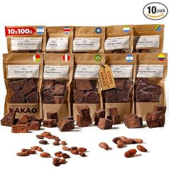 Ceremoninė žalia kakava - Kakavos masė 10 x 100 g - Žalios kakavos ceremonija - Keto geriamasis šokoladas be cukraus - Žalios kakavos blokas - Dvasinė kakava - Geriamoji kakava - Žalias kakavos šokoladas - Kakavos pupelės