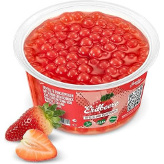 INSPIRE FOOD Burbulinės arbatos rutuliukai Braškių arbata burbulinei arbatai, popping boba rutuliukai, tapijokos vaisių rutuliukai ir boba rutuliukai - 100 % veganiški ir be glitimo, be dirbtinių dažiklių, 450 g