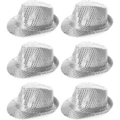 Sidabrinė skrybėlė Trilby - 6 dalys - Sidabrinė skrybėlė Fedora 1920-ųjų gangsterių aksesuarai - Suaugusiųjų šokių šou vakarėlių kostiumų aksesuarai