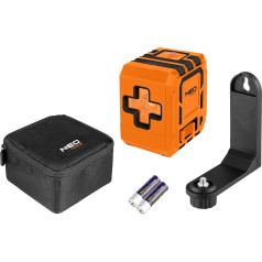 Neo Tools 30 m ilgio kryžminis lazeris, su dėklu ir magnetiniu laikikliu, žalias