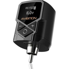 Ambition Tattoo maitinimo šaltinis Kuark Mini Wireless & Portable RCA, 1800 mAh ličio baterija su LED skaitmeniniu ekranu rotaciniam tatuiruočių aparatui