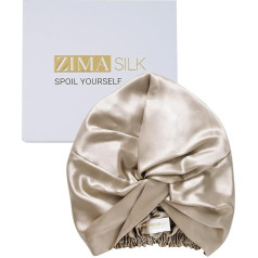 ZIMASILK 22 Momme 100% šilkmedžio šilko miego kepurė moterims Plaukų priežiūra Natūralus šilkas miegui Šilko kepurė su elastinga buvimo ant galvos vieta Klasikinis klostuotas 1 vnt.