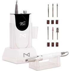 Profesionalus, išvalytas 2-in-1-Nagelbohrmaschine, 35.000 U/min, bürstenloser Motor-Nagel-E-Feile für Acrylnägel mit acetonbeständigem Gehäuse aus Aluminiumlegierung (weiß)