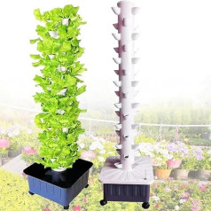 Generisch Hydrokultur-Turm-Set, 15-stöckiges 45-Loch-Hydrokultur-Turm-Set, vertikales Hydrokultur-Anbausystem, Indoor-Garten-Hydrokultur-Turm-Set, für Kräuter, Obst und Gemüse, weiß