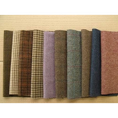 Britų tvidas 100% grynos vilnos tvido atraižos Patchwork Craft Pack of 10 23cm x 23cm