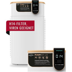 PURIFIAIR.620 Aukščiausios kokybės oro valytuvas alergiškiems žmonėms su H14 HEPA oro filtru, 1 oro valytuvas 100 m³ rūkomajam kambariui ir butui, apsaugantis nuo 99,995 % naminių gyvūnėlių plaukų ir kvapų, pelėsių, žiedadulkių, dulkių 