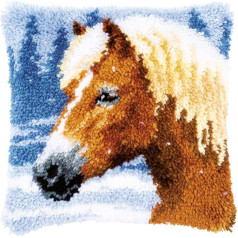 VERVACO Latch Cushion Set Dekoratyvinis pagalvėlės užvalkalas Latch Set for Beginners Horse Crafts Adults Creative DIY Handmade Cushion for DIY 40 x 40 cm Latch Hook Kit Latch Hook Set Cushion