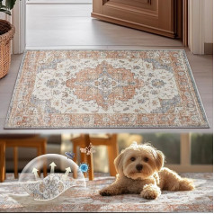 TOPICK Durų kilimėlis Plaunamas durų kilimėlis Vidinis Lauko Trumpas Pile Retro Plytų Raudona Rytų kilimas 60 x 90 cm Antibakterinis sulankstomas neslystantis durų kilimėlis priekinėms durims Įėjimas Virtuvė Patio Prieškambaris Miegamasis