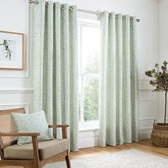 Šalavijo žalios spalvos gėlės ir paukščiai austos užuolaidos W90 x L90 (229 x 229 cm) - derliaus žalios gėlių Eyelet užuolaidos - Tradicinės užuolaidos ir užuolaidos gyvenamajame kambaryje ir miegamajame - Žakardas