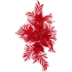Nėrinių aplikacijos, siuvinėjimo aplikacijos, pleistrai, 2 poros 3D gėlių nėrinių aplikacijų, siuvimas, gėlių pleistrai, vestuvinė suknelė, siuvinėjimas, pynimas, drabužių priedai (Spalva : raudona) (Spalva : raudona) (Spalva : raudona) (Sp