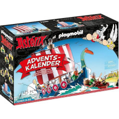 PLAYMOBIL Advento kalendorius 71087 Asteriksas: Piratai su plaukiojančiu piratų laivu, valtimi ir komiksų figūrėlėmis, žaislas vaikams nuo 5 metų