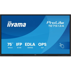Monitorius 75 colių te7513a-b1ag infraraudonųjų spindulių, 40pt, ips, 4k, 7h, 450cd/m2, wifi, usb, android 14, google edla, 2x20w, plonas laikiklis