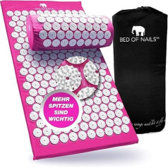 BED OF NAILS Patogus masažo rinkinys su akupresūriniu kilimėliu ir pagalve - akupunktūrinių kilimėlių ir pagalvių rinkinys, įskaitant krepšį, rožinis