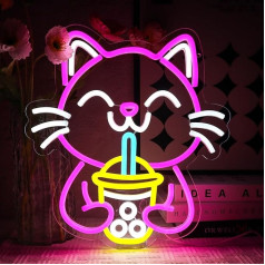 OYCGZV Gėrimo katė Neon ženklas Gerti katė LED Neon ženklas Sienos burbulinė arbata Neon ženklas Katė LED ženklas Restoranas Gyvenamasis kambarys Miegamasis Virtuvė Baras Šalis Namų parduotuvė Dovanos