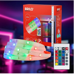 BRILONER - 30 m ilgio LED juosta su nuotolinio valdymo pulteliu, RGB spalvotos šviesos spalvos, lipni, LED juosta, kambarių dekoravimas, žaidimų, juostos, vakarėlių dekoravimas, šviesos juosta, balta