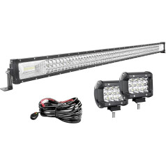 AUXTINGS LED pagalbiniai priekiniai žibintai su 3 eilėmis 127 cm 648 W LED rūko žibintas, 10 cm LED darbo žibintas visureigiams ATV AWD SUV 4x4 Pickup, 12 V 24 V atsparus vandeniui