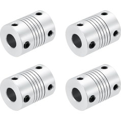 QUARKZMAN 4 vnt. 8 mm-8 mm aliuminio lydinio velenų jungčių L24,5 x D19, skirtų 3D spausdintuvui, 3D spausdintuvui, CNC mašinai, 