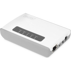 DIGITUS Wireless 300N daugiafunkcinis tinklo serveris, 2 prievadai, USB 2.0, USB tinklo šakotuvas, spausdinimo serveris