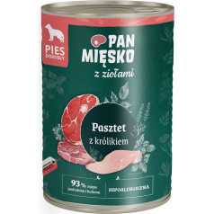 Pan Mięsko Paštetas su triušiena ir žolelėmis drėgnas šunų ėdalas 400g