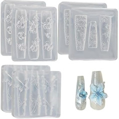 6vnt Nagelformen, 3D -Blütenschmetterling Silikon -Nagelformen, weiche nicht stickwaschbare wiederverwendbare Kunstformen für DIY -Dekorationen Kunst 3D Silikon für Gel