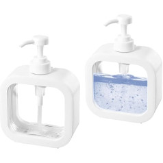 Muilo dozatorius, 2 skalbimo skysčio dozatorių pakuotė, 300 ml baltos spalvos siurblio dozatorius, mažas skaidraus plastiko muilo dozatorius, pakartotinai užpildomas dušo žele, šampūnu, rankų muilu, tinka skalbyklai