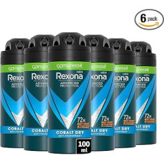 REXONA MEN - Dezodorantas vyrams Cobalt Dry - kompresinis purškiamasis dezodorantas, antiperspirantas, gaivus ir ilgai išliekantis kvapas, 72 valandų apsauga (6 x 100 ml)