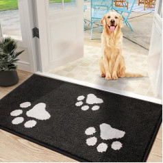 Mibao Door Mat Inenn 60 x 90 cm, purvo gaudyklės kilimėlis įėjimo ir galinėms durims, neslystantis kilimėlis, skalbiamas skalbimo mašinoje, minkštas kilimėlis purviniems batams ir letenoms, juodas