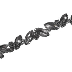 M METERXITY Crystal Rhinestone karoliai papuošalas, 1 jardas Crystal Bridal kostiumas žiedlapių karoliai, arklio akis gėlių karoliai amatų / suknelė /ling siuvimo papuošalai [pilka]
